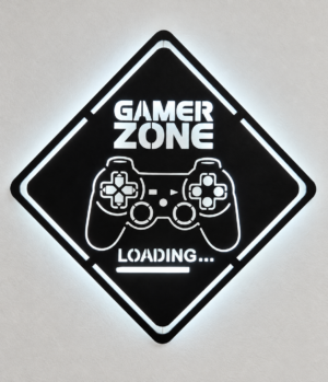 Zwarte Gamer Zone LED-wanddecoratie ledlamp graveren snijden